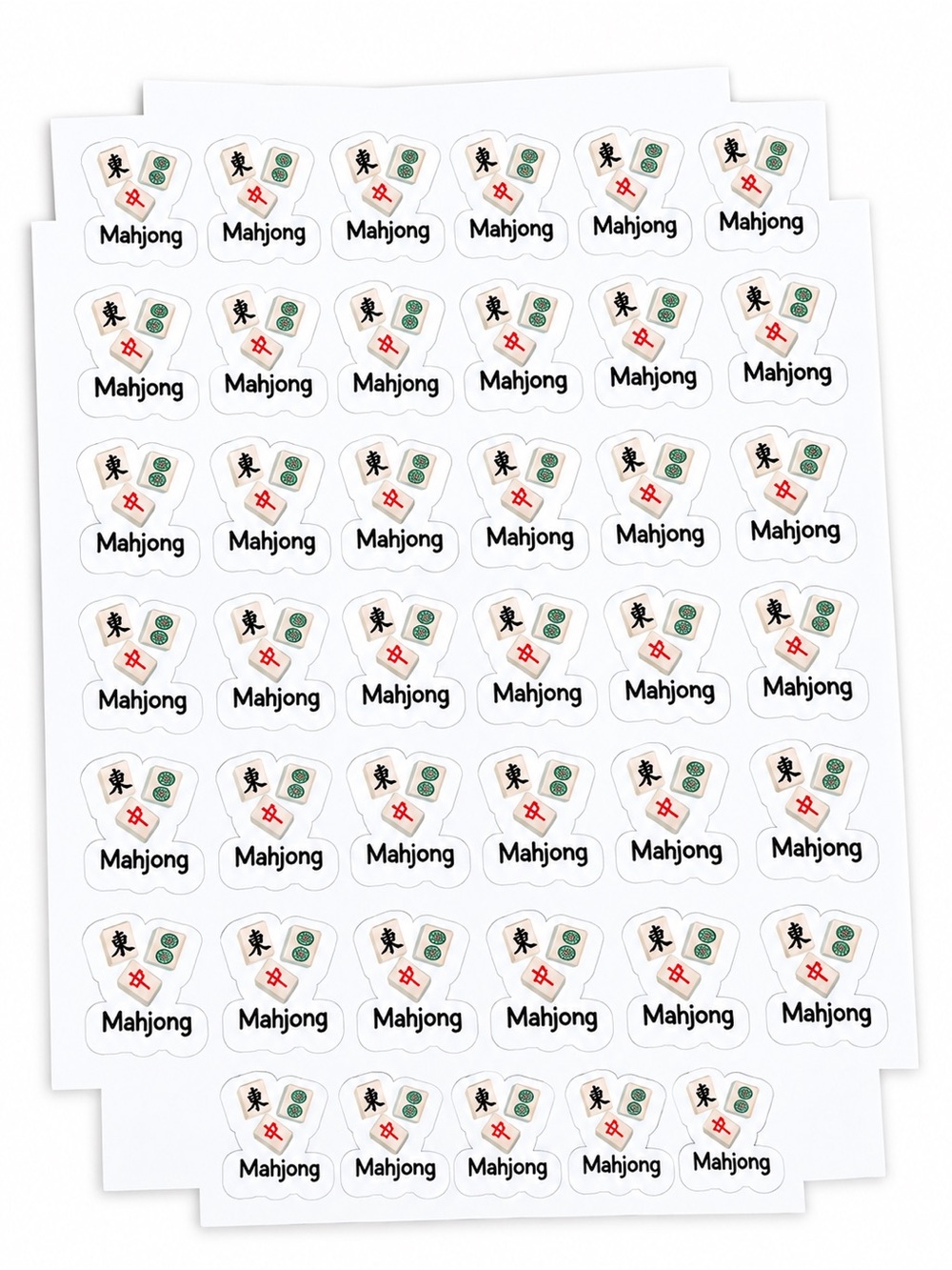 Mahjong Sticker Sheets - Set of three (3) White Mahjong Tiles Design